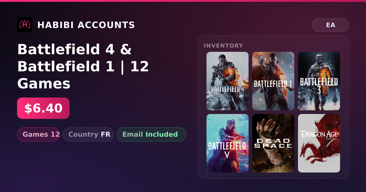 Battlefield 4 & Battlefield 1 | 12 Games — HabibiAccounts