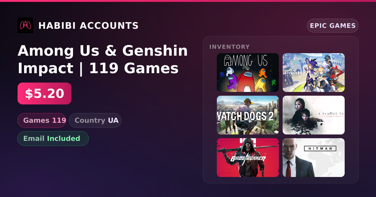 Among Us & Genshin Impact | 119 Games — HabibiAccounts