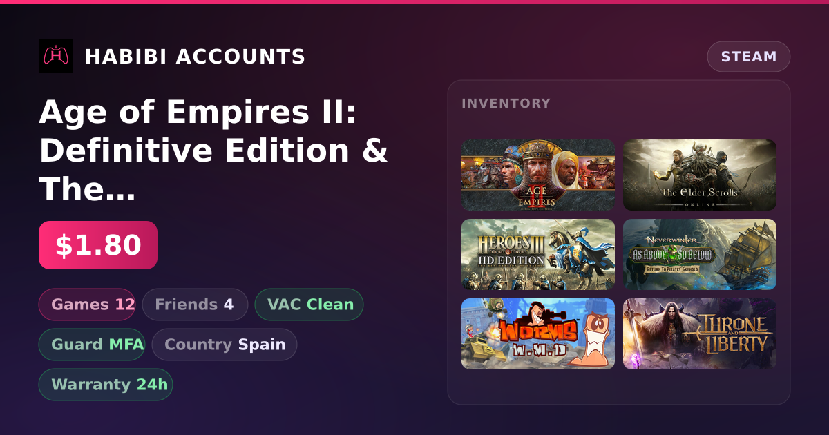 Age of Empires II: Definitive Edition & The Elder Scrolls Online | 12 Games | Clean — HabibiAccounts