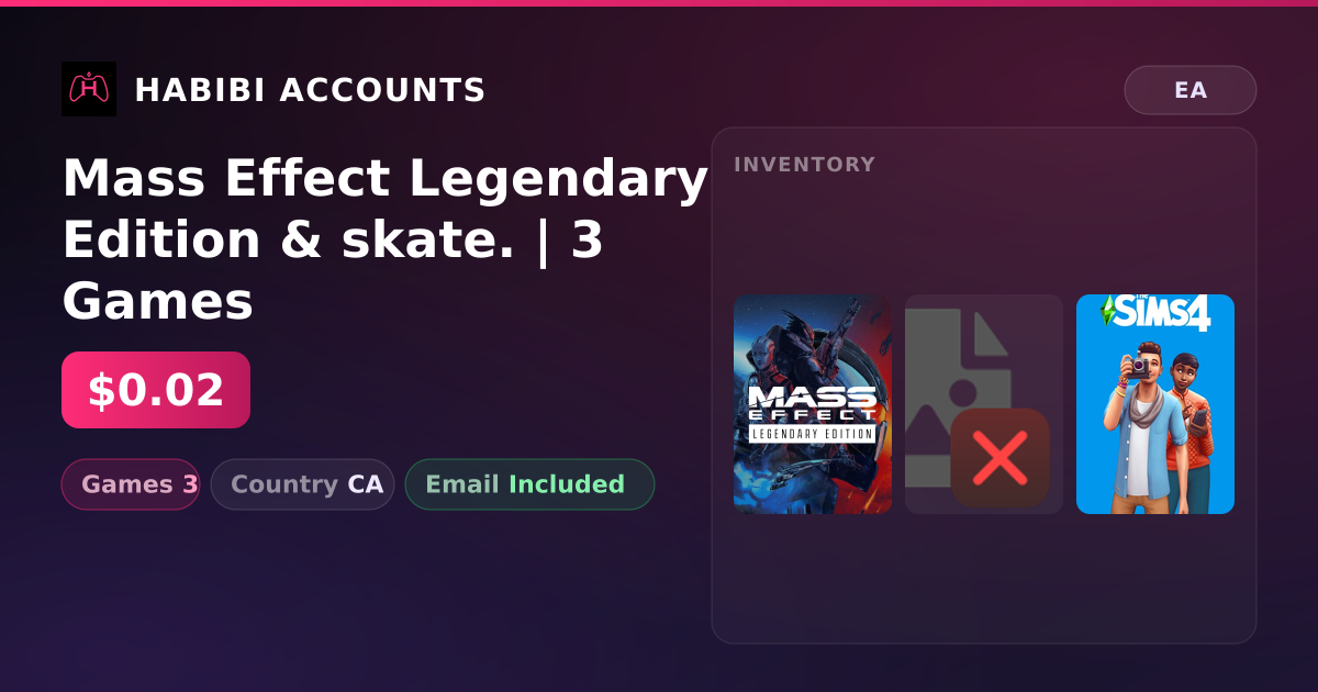 Mass Effect Legendary Edition & skate. | 3 Games — HabibiAccounts