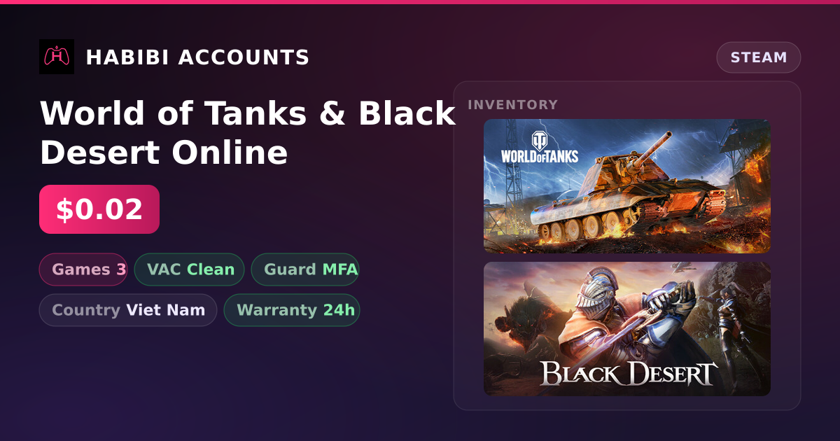 World of Tanks & Black Desert Online — HabibiAccounts
