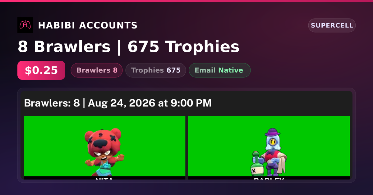 8 Brawlers | 675 Trophies — HabibiAccounts