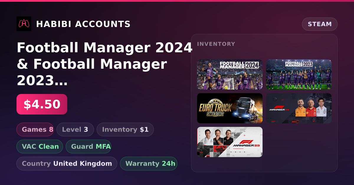 Football Manager 2024 & Football Manager 2023 | Clean — HabibiAccounts