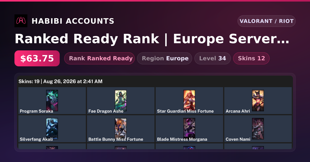 Ranked Ready Rank | Europe Server | 12 Skins | 2 Knives | Level 34 — HabibiAccounts