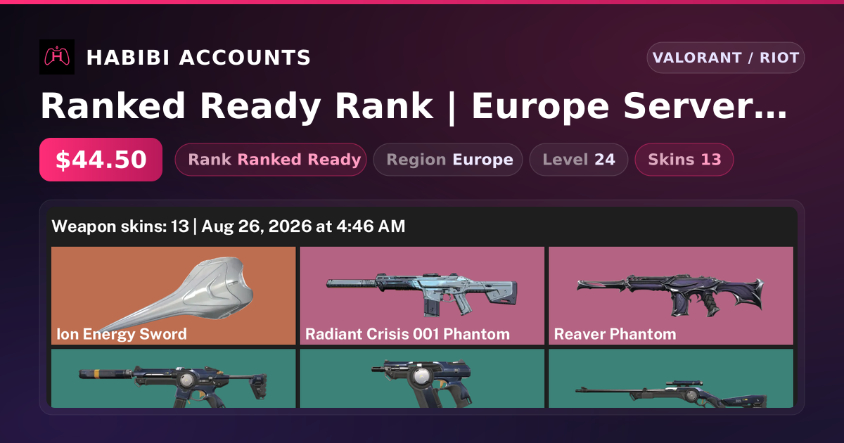 Ranked Ready Rank | Europe Server | 13 Skins | 1 Knives | Level 24 — HabibiAccounts