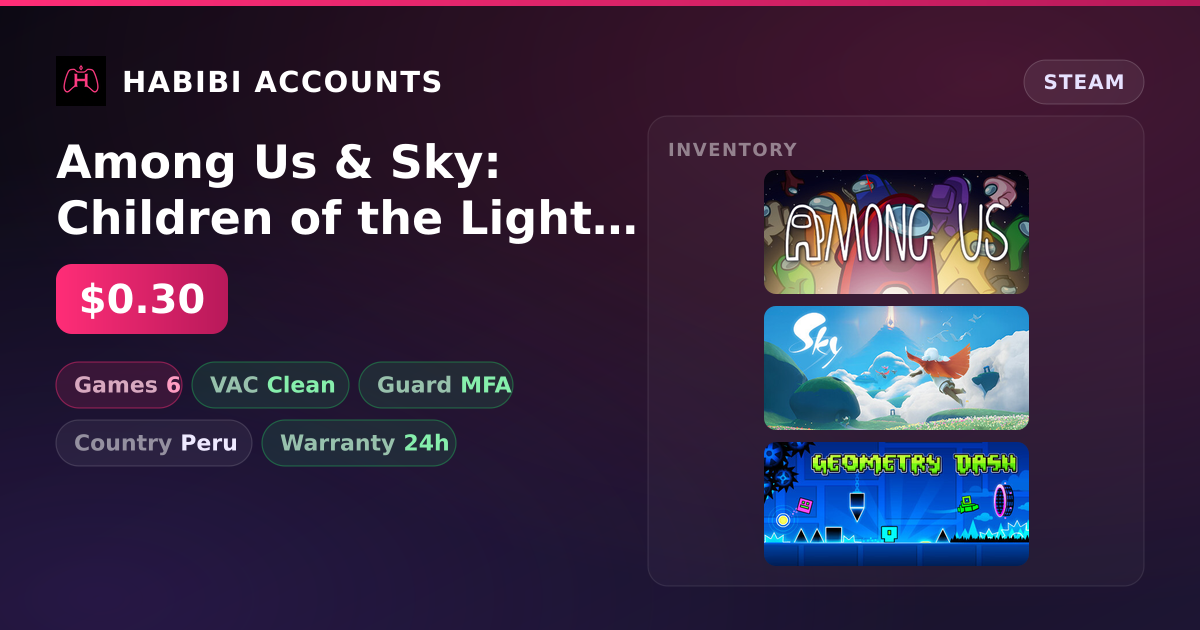 Among Us & Sky: Children of the Light | Clean — HabibiAccounts