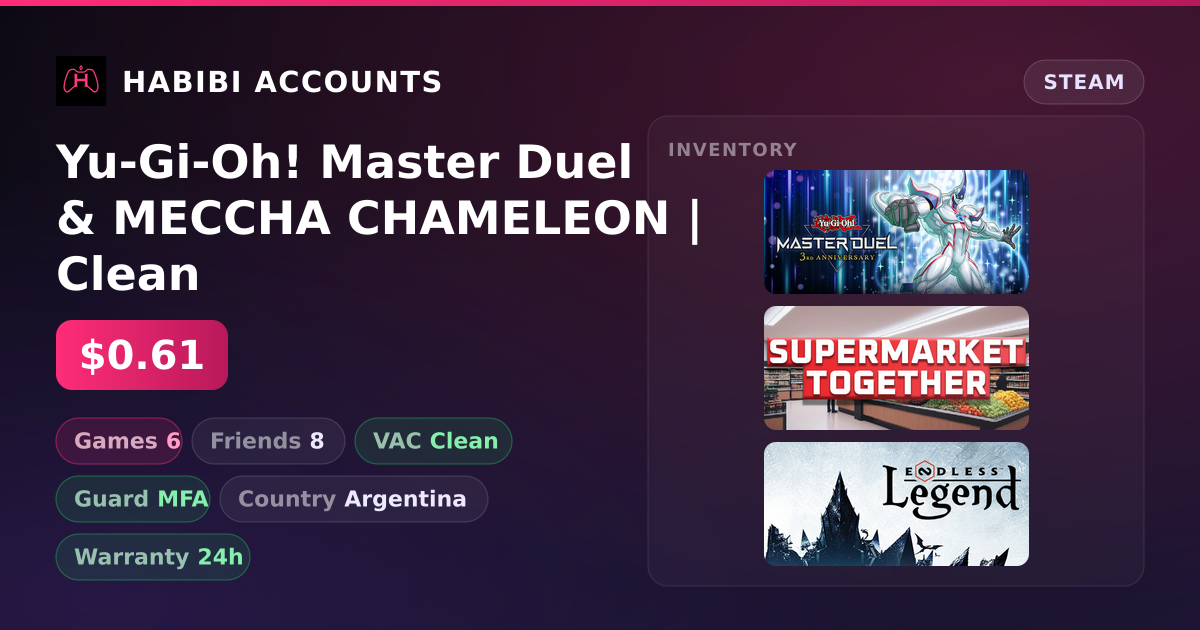 Yu-Gi-Oh! Master Duel & MECCHA CHAMELEON | Clean — HabibiAccounts