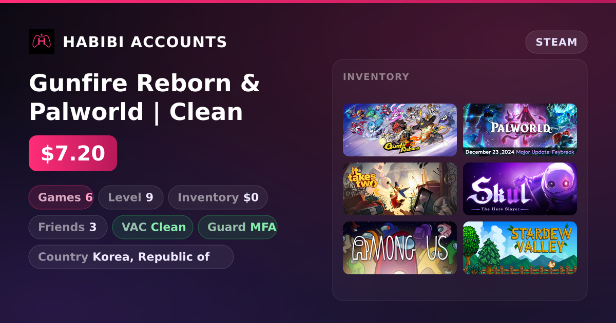 Gunfire Reborn & Palworld | Clean — HabibiAccounts
