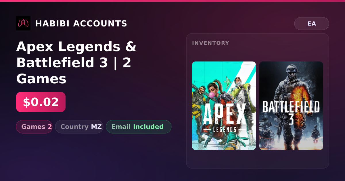 Apex Legends & Battlefield 3 | 2 Games — HabibiAccounts