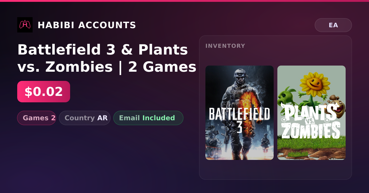Battlefield 3 & Plants vs. Zombies | 2 Games — HabibiAccounts