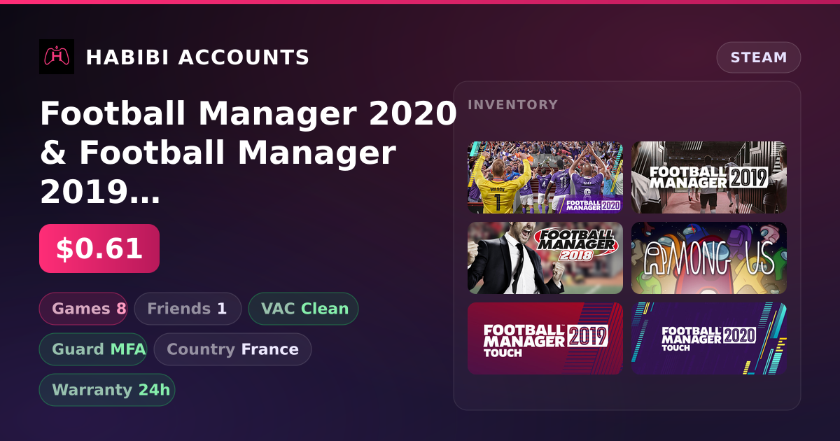 Football Manager 2020 & Football Manager 2019 | Clean — HabibiAccounts