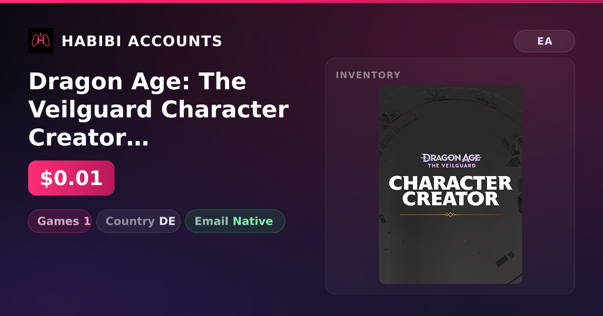 Dragon Age: The Veilguard Character Creator | 1 Games — HabibiAccounts