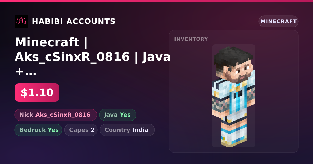 Minecraft | Aks_cSinxR_0816 | Java + Bedrock | 2 Capes — HabibiAccounts