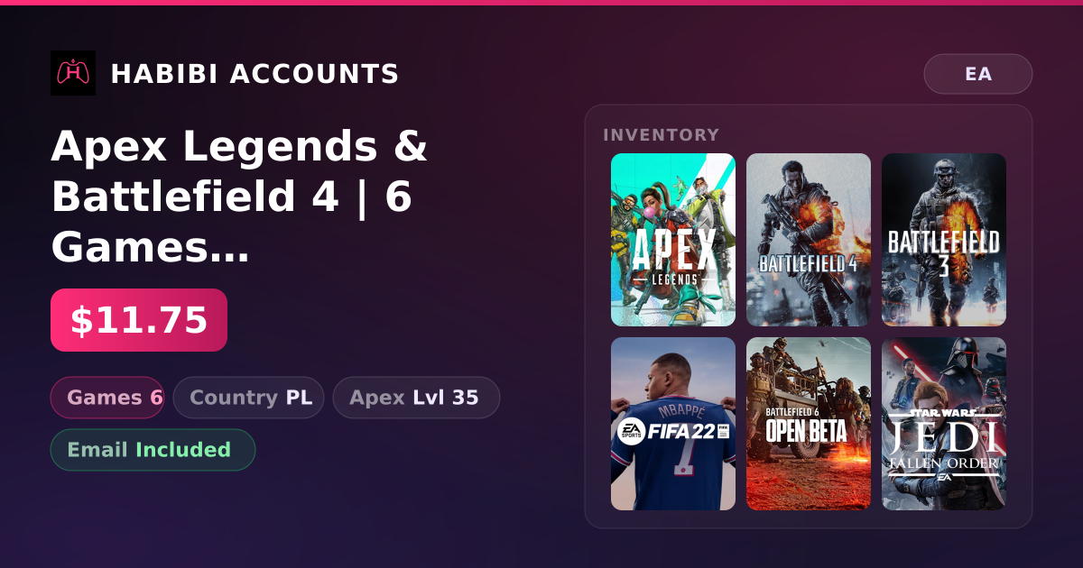 Apex Legends & Battlefield 4 | 6 Games | Apex Lvl 35