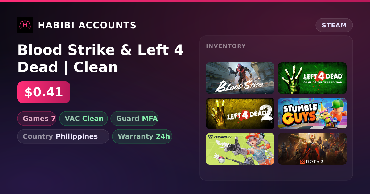 Blood Strike & Left 4 Dead | Clean — HabibiAccounts