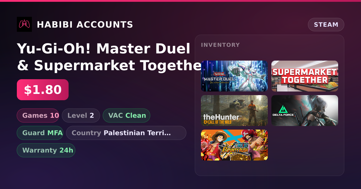 Yu-Gi-Oh! Master Duel & Supermarket Together | 10 Games | Clean — HabibiAccounts