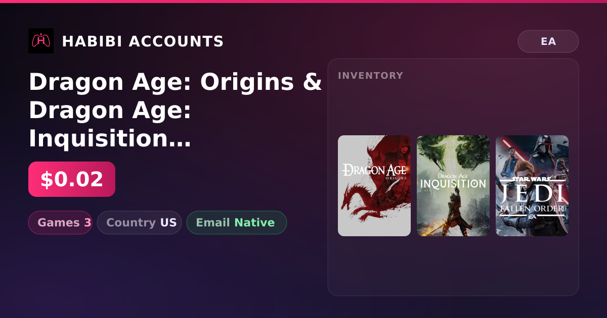 Dragon Age: Origins & Dragon Age: Inquisition | 3 Games — HabibiAccounts
