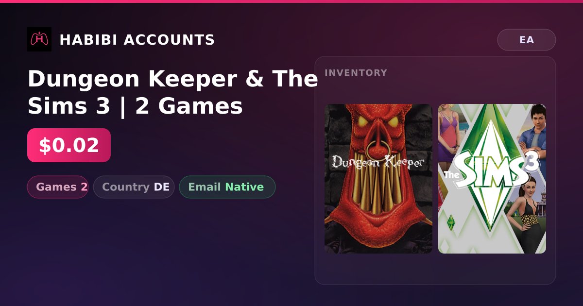 Dungeon Keeper & The Sims 3 | 2 Games — HabibiAccounts