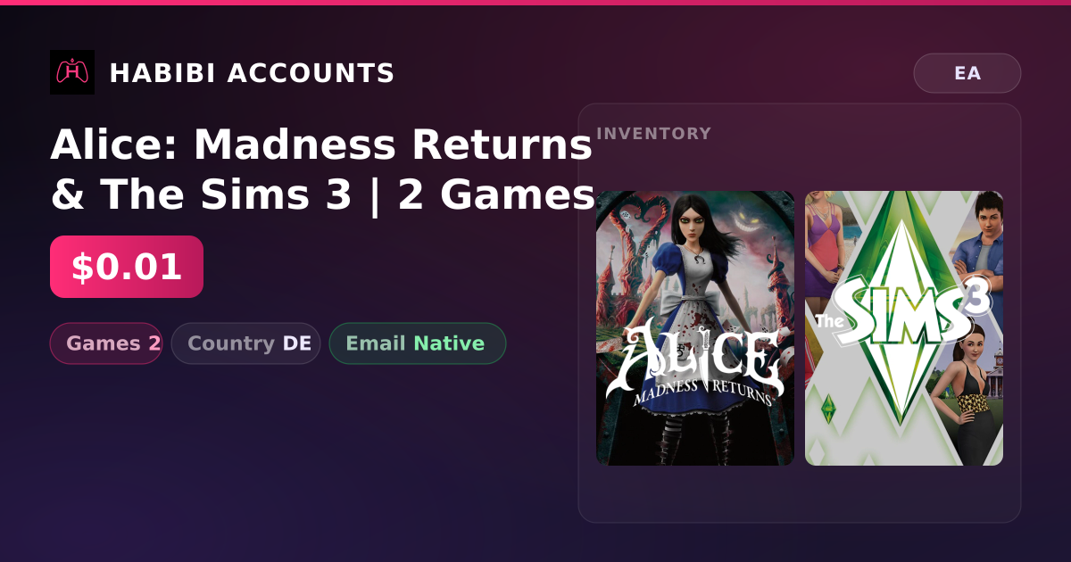 Alice: Madness Returns & The Sims 3 | 2 Games — HabibiAccounts