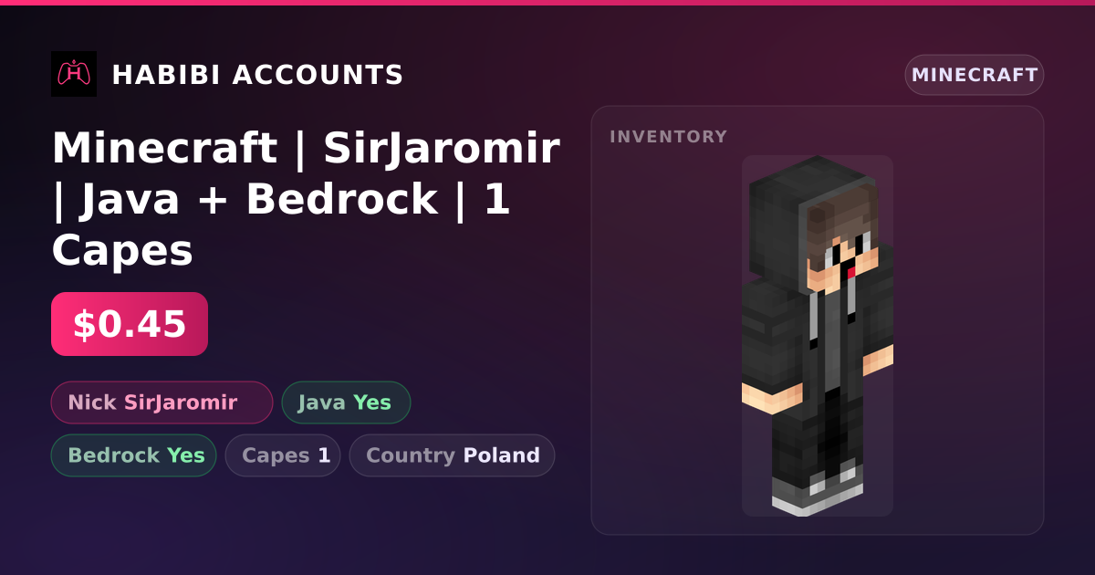 Minecraft | SirJaromir | Java + Bedrock | 1 Capes — HabibiAccounts
