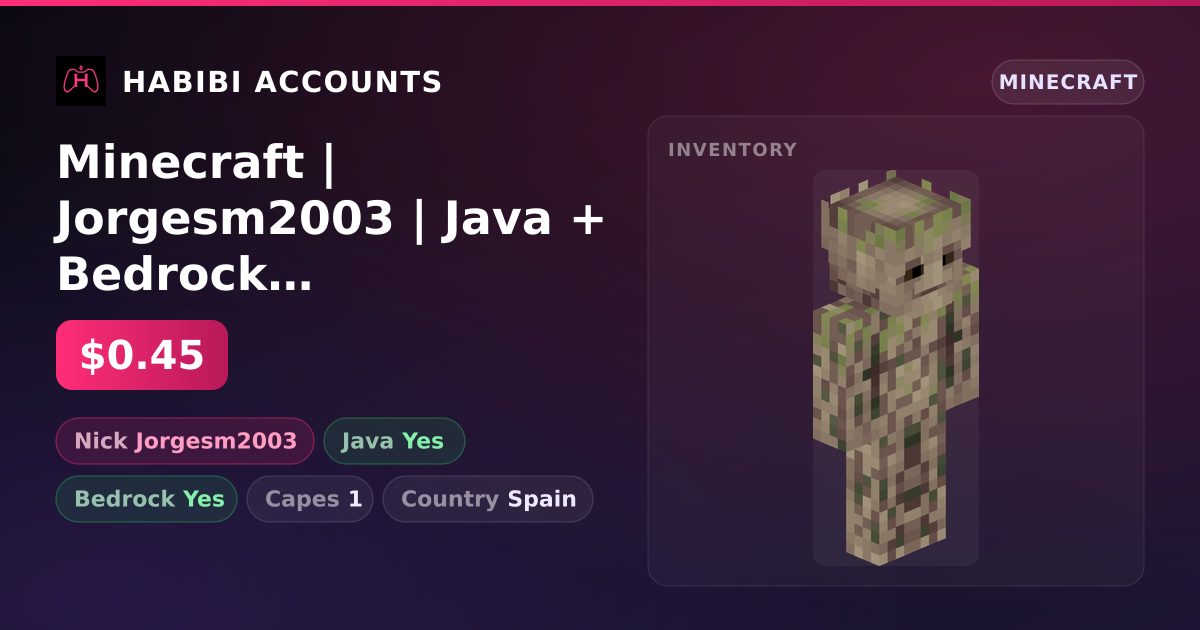 Minecraft | Jorgesm2003 | Java + Bedrock | 1 Capes — HabibiAccounts