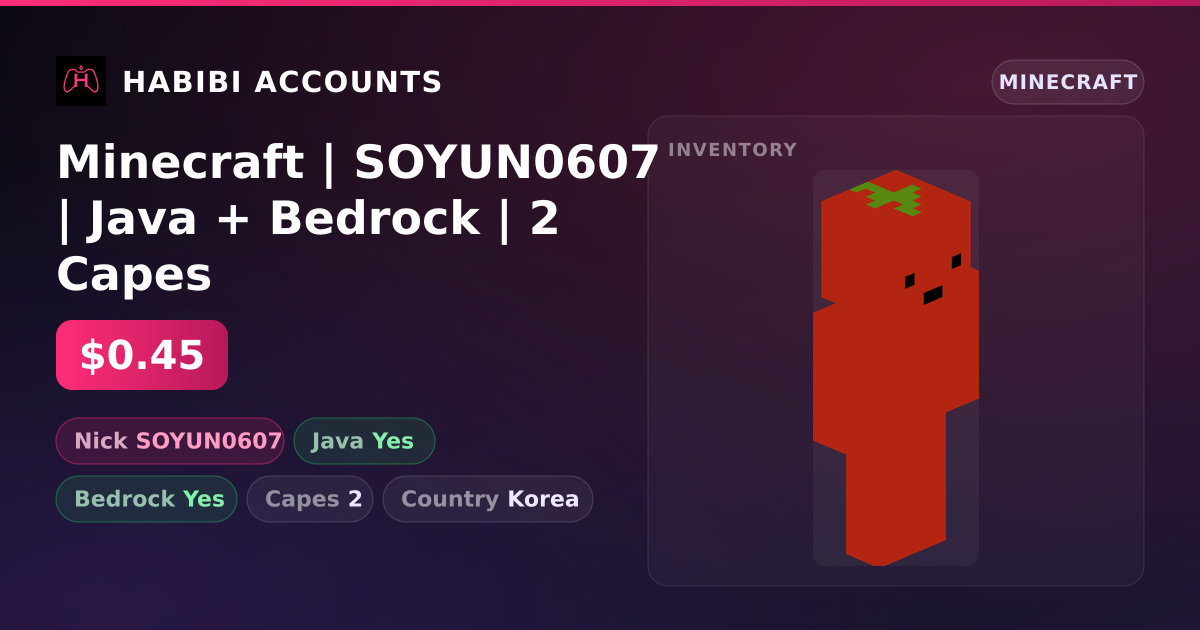 Minecraft | SOYUN0607 | Java + Bedrock | 2 Capes — HabibiAccounts