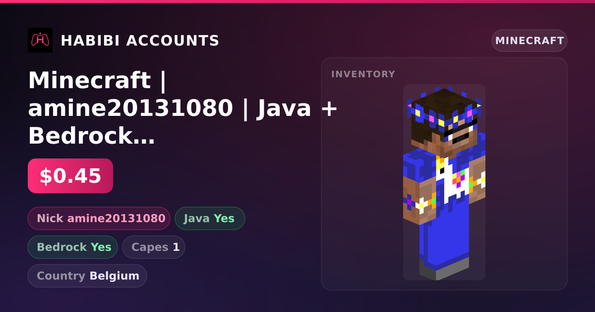 Minecraft | amine20131080 | Java + Bedrock | 1 Capes — HabibiAccounts