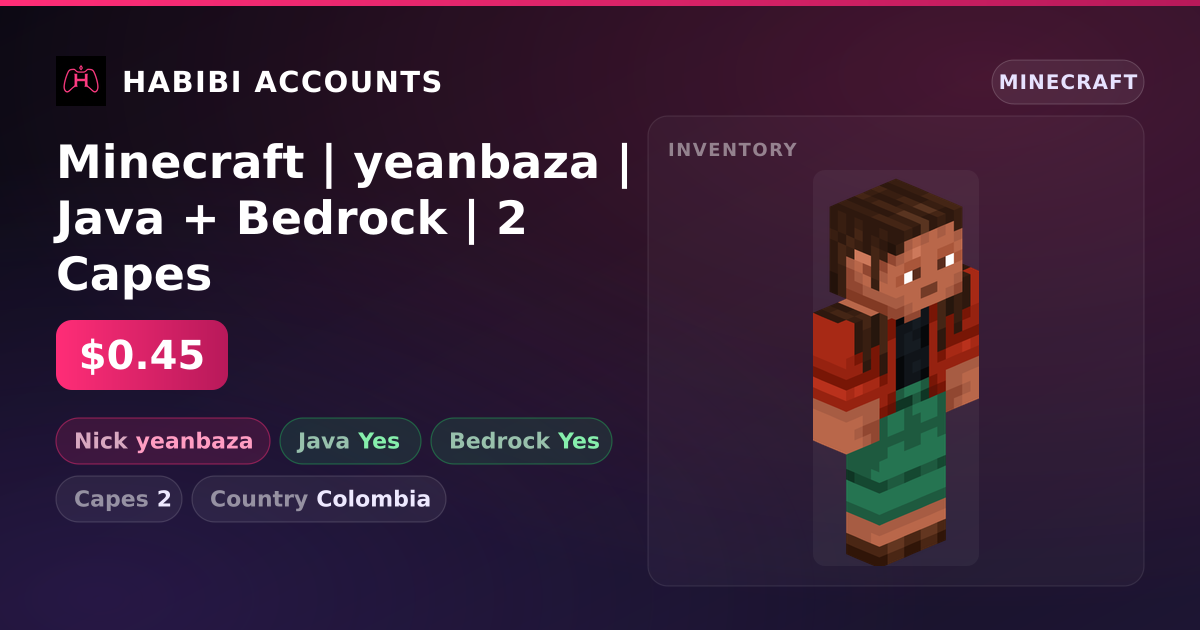 Minecraft | yeanbaza | Java + Bedrock | 2 Capes — HabibiAccounts