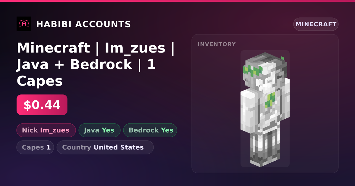 Minecraft | Im_zues | Java + Bedrock | 1 Capes — HabibiAccounts