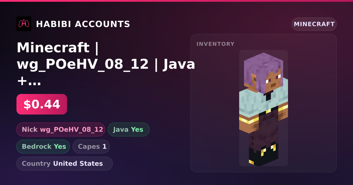 Minecraft | wg_POeHV_08_12 | Java + Bedrock | 1 Capes — HabibiAccounts