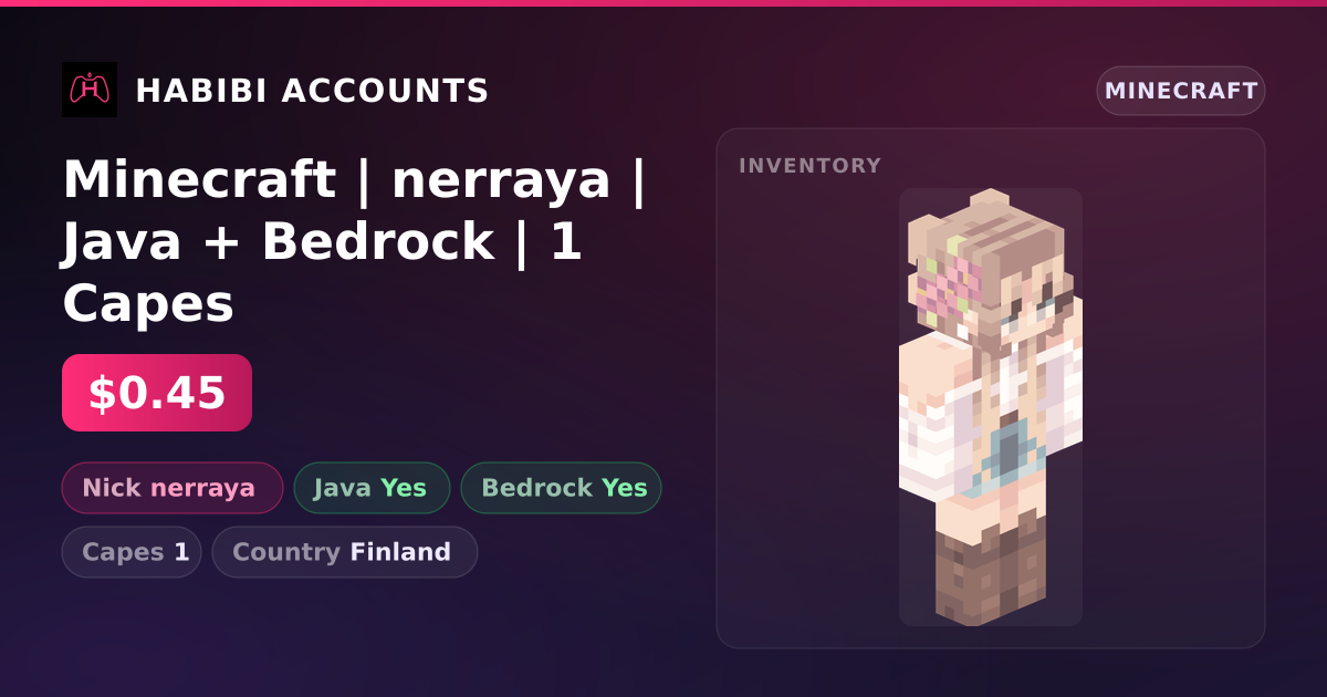 Minecraft | nerraya | Java + Bedrock | 1 Capes — HabibiAccounts