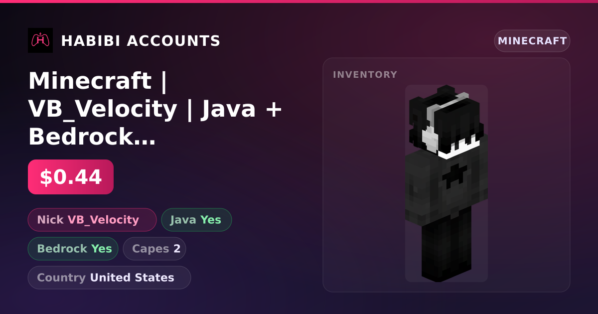 Minecraft | VB_Velocity | Java + Bedrock | 2 Capes — HabibiAccounts