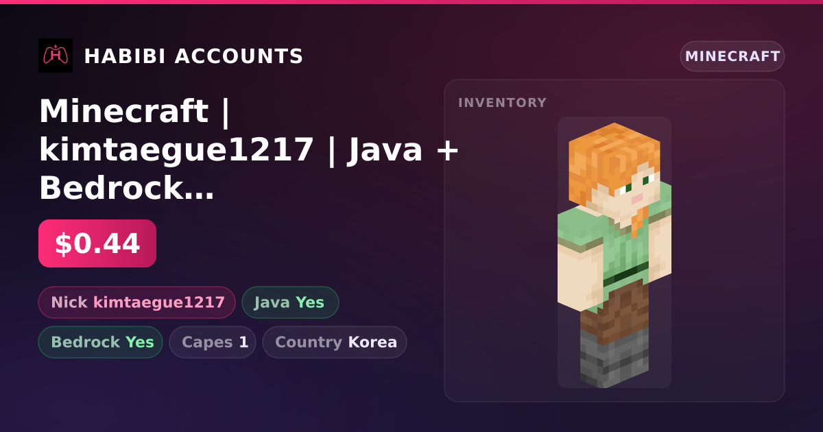 Minecraft | kimtaegue1217 | Java + Bedrock | 1 Capes — HabibiAccounts
