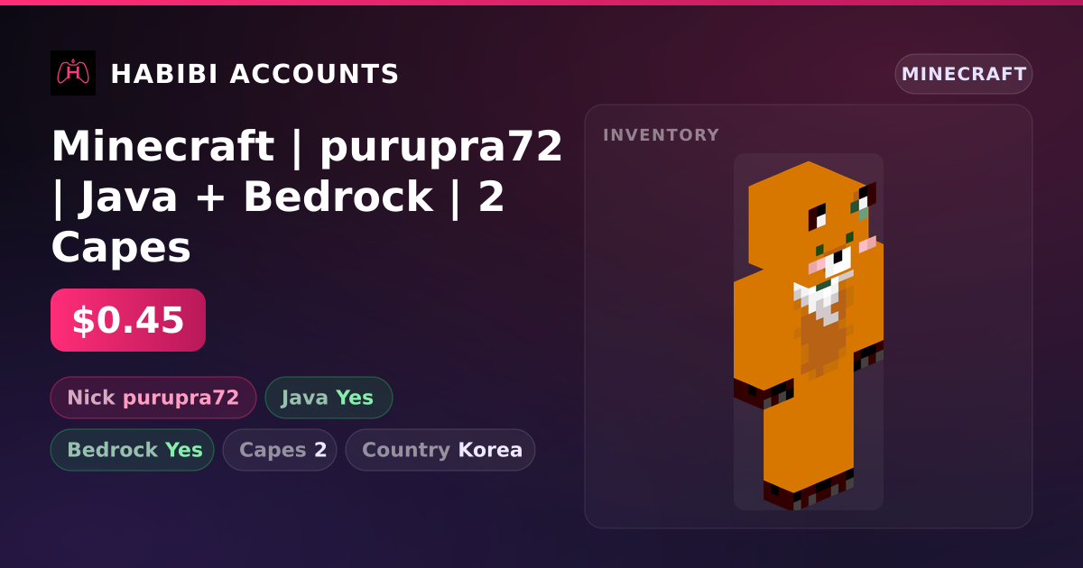 Minecraft | purupra72 | Java + Bedrock | 2 Capes — HabibiAccounts