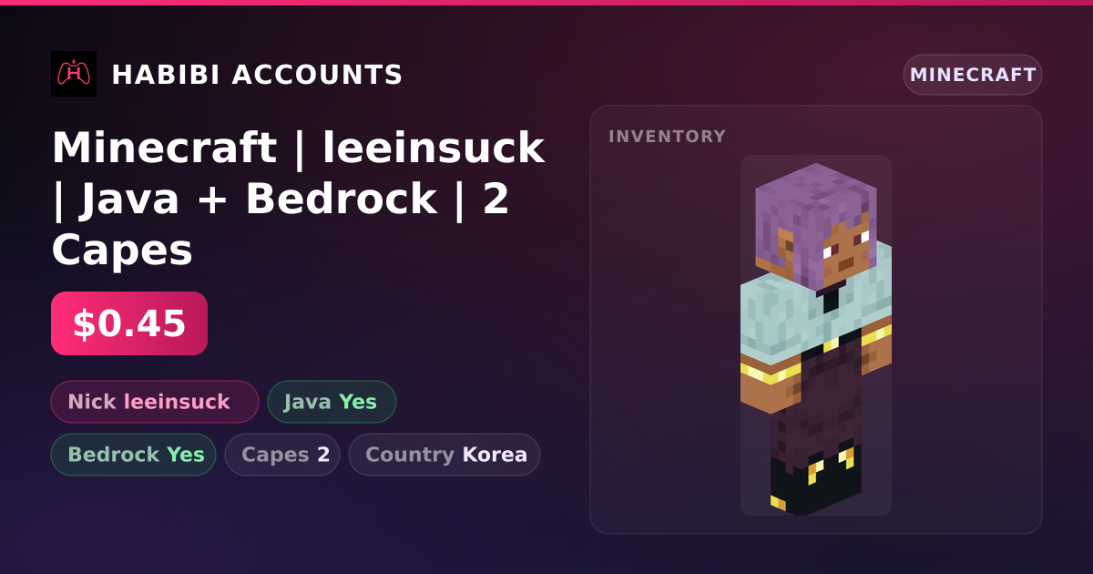 Minecraft | leeinsuck | Java + Bedrock | 2 Capes — HabibiAccounts