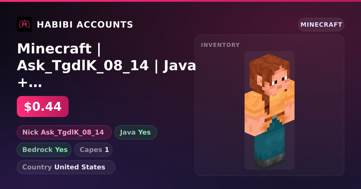 Minecraft | Ask_TgdlK_08_14 | Java + Bedrock | 1 Capes — HabibiAccounts