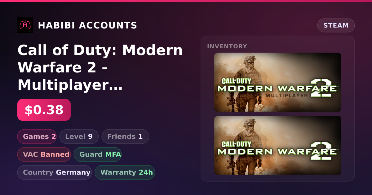 Call of Duty: Modern Warfare 2 - Multiplayer (2009) & Call of Duty: Modern Warfare 2 (2009) | Has VAC — HabibiAccounts