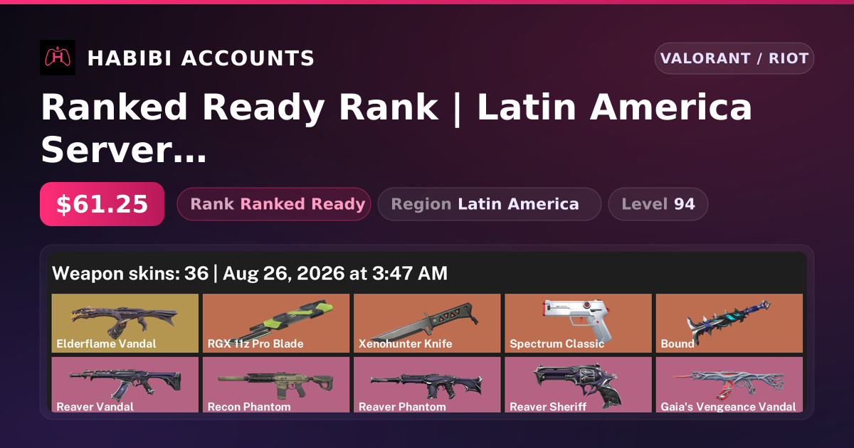 Ranked Ready Rank | Latin America Server | 36 Skins | 3 Knives | Level 94 — HabibiAccounts