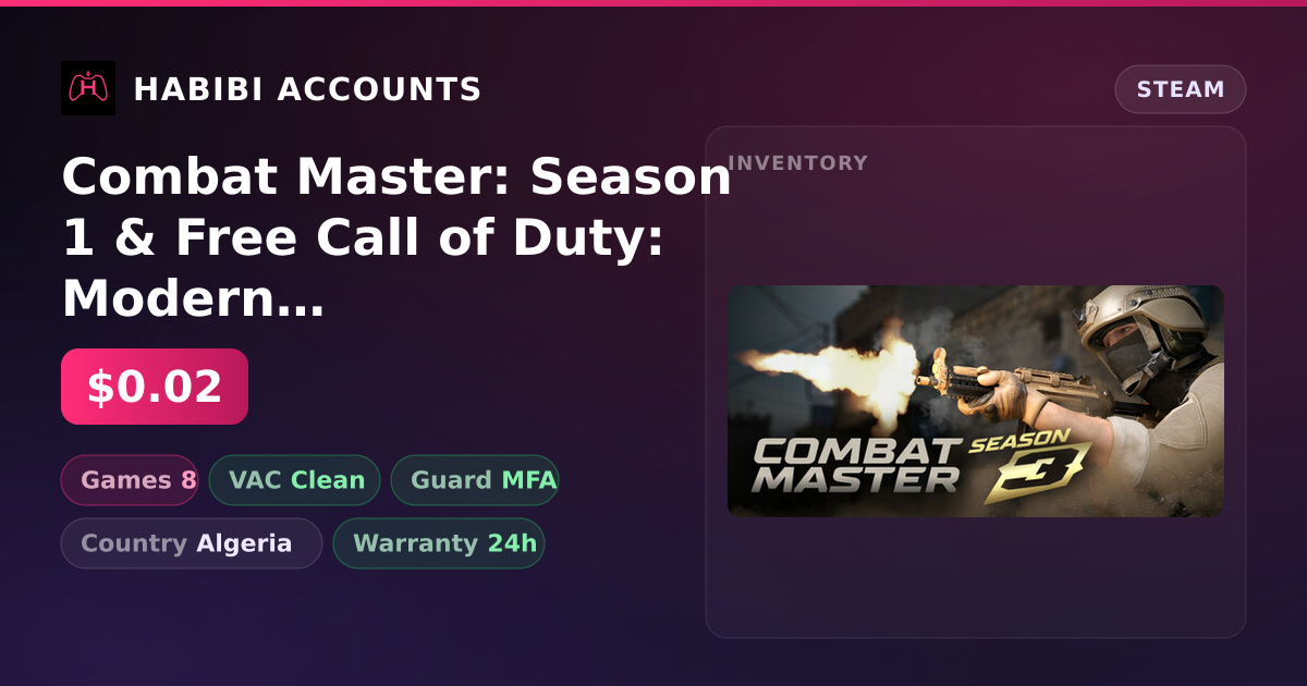 Combat Master: Season 1 & Free Call of Duty: Modern Warfare III | Clean — HabibiAccounts