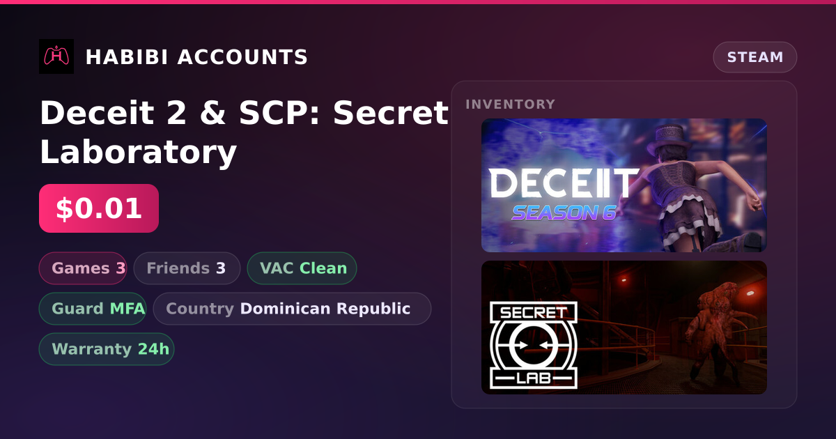 Deceit 2 & SCP: Secret Laboratory — HabibiAccounts