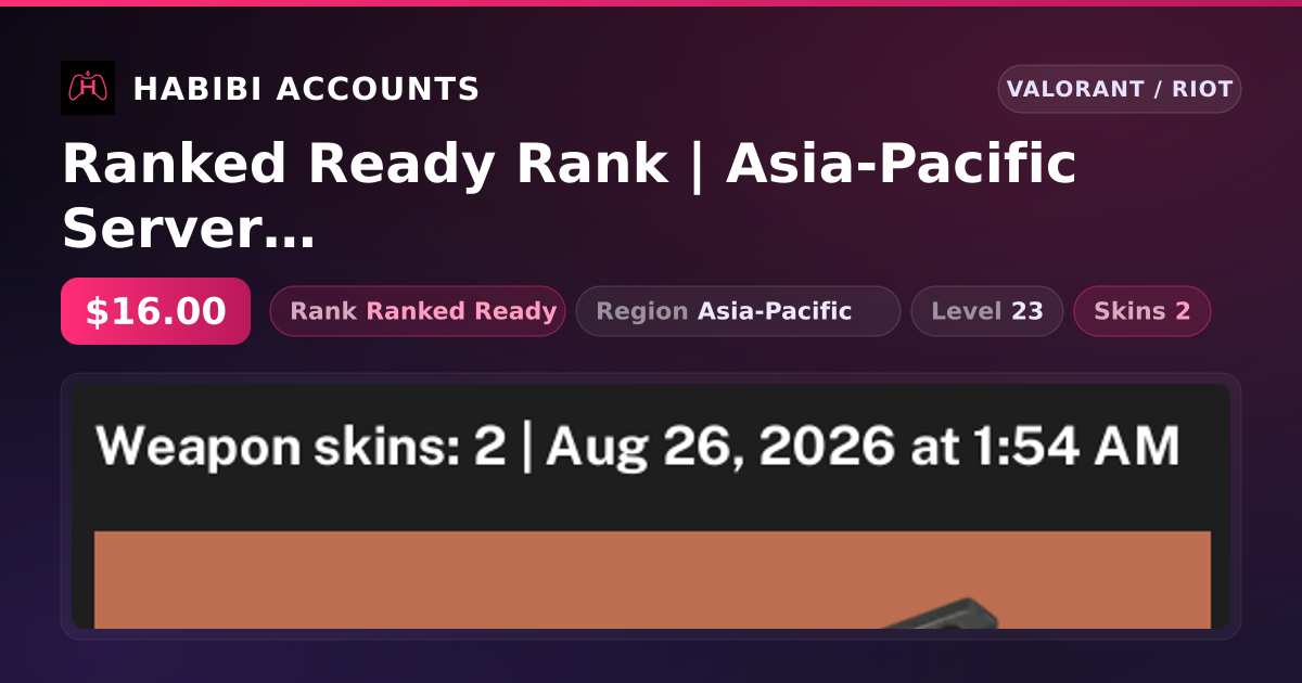 Ranked Ready Rank | Asia-Pacific Server | 2 Skins | 1 Knives | Level 23 — HabibiAccounts