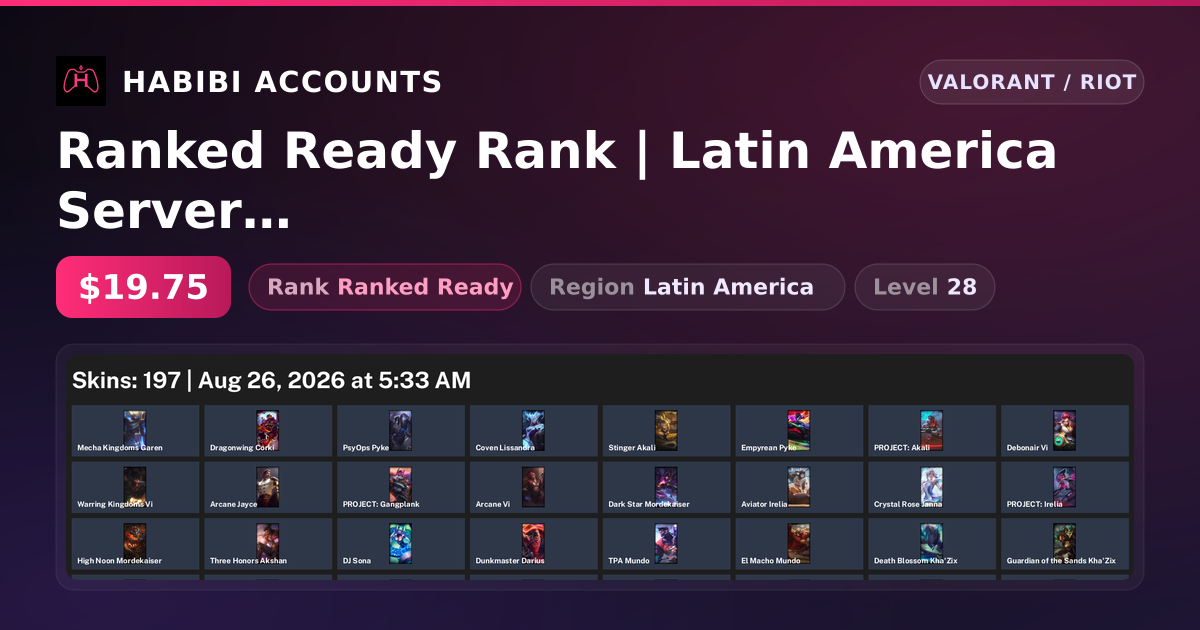 Ranked Ready Rank | Latin America Server | Level 28 — HabibiAccounts