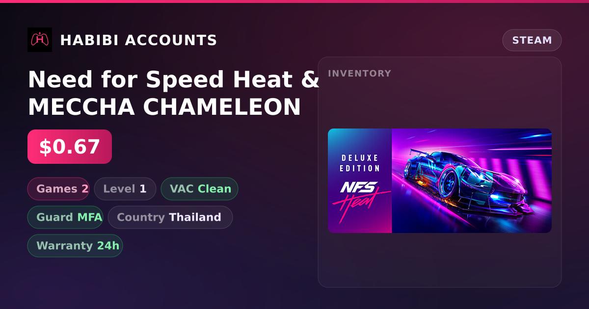 Need for Speed Heat & MECCHA CHAMELEON — HabibiAccounts