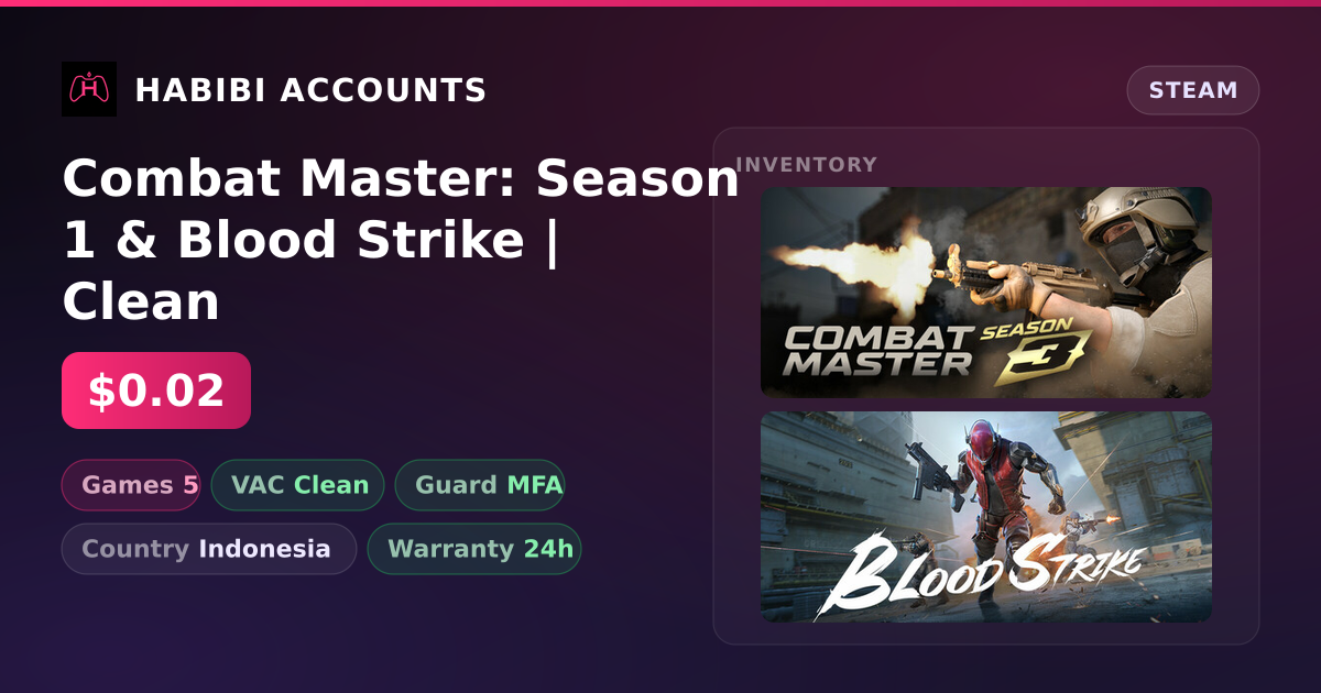 Combat Master: Season 1 & Blood Strike | Clean — HabibiAccounts