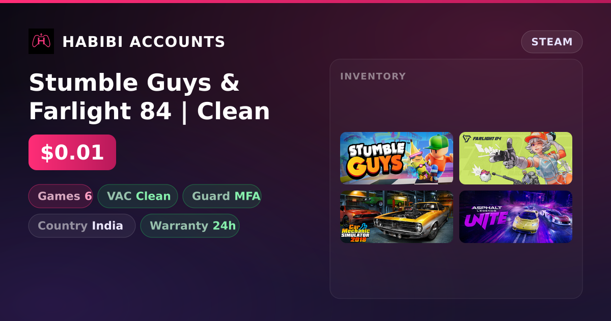 Stumble Guys & Farlight 84 | Clean — HabibiAccounts