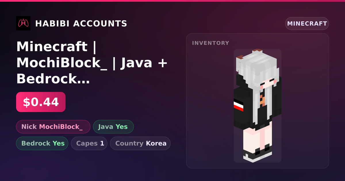 Minecraft | MochiBlock_ | Java + Bedrock | 1 Capes — HabibiAccounts