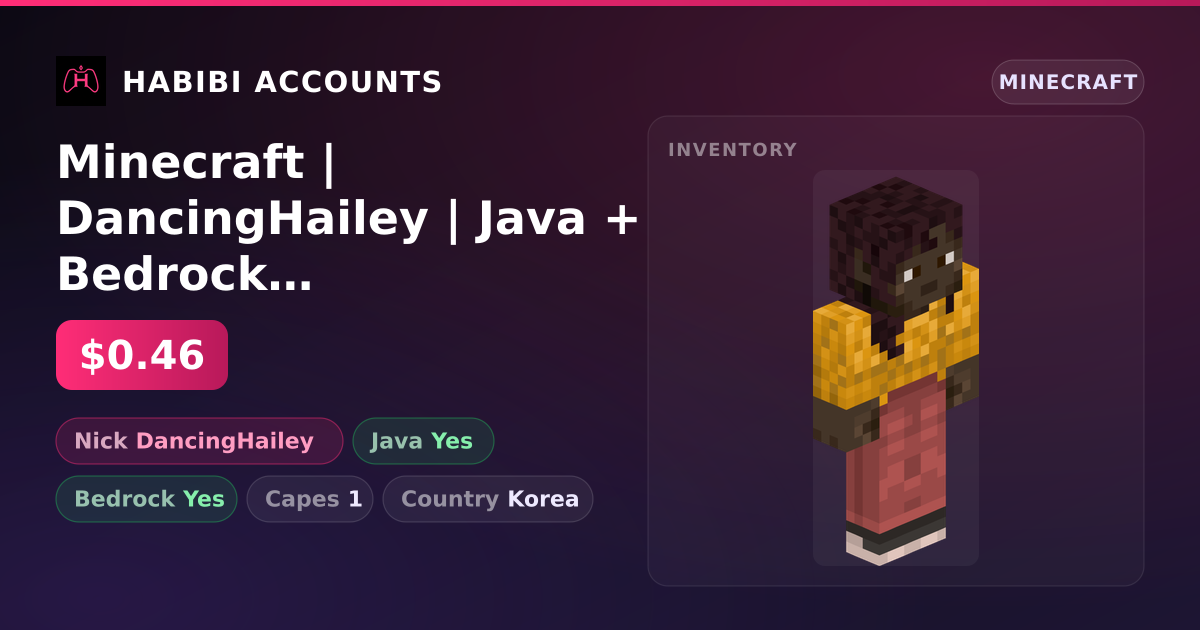 Minecraft | DancingHailey | Java + Bedrock | 1 Capes — HabibiAccounts
