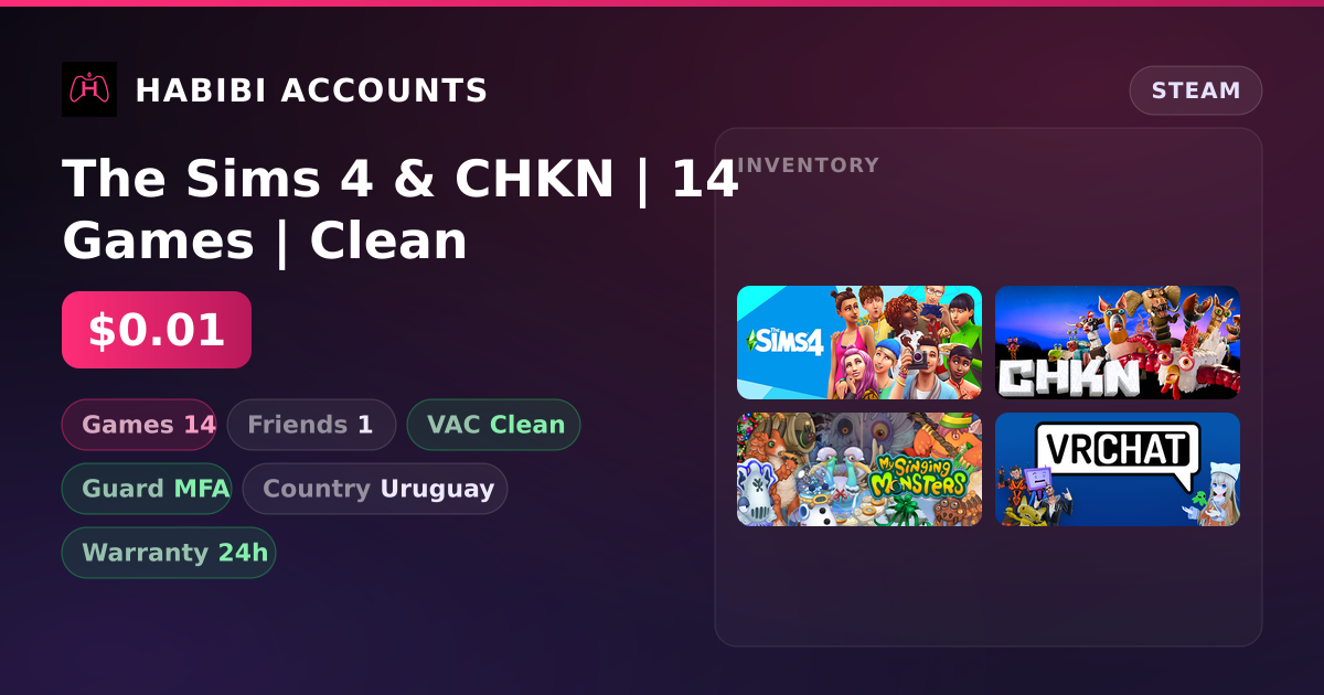 The Sims 4 & CHKN | 14 Games | Clean — HabibiAccounts