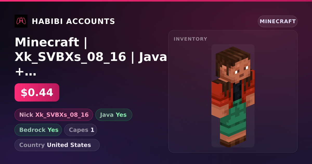 Minecraft | Xk_SVBXs_08_16 | Java + Bedrock | 1 Capes — HabibiAccounts