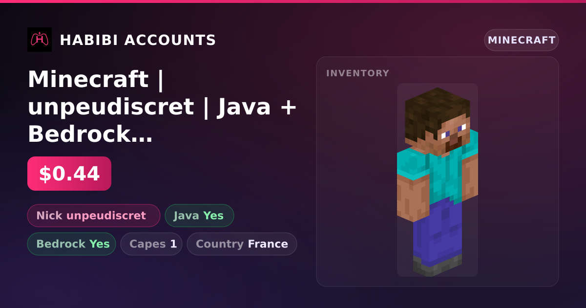 Minecraft | unpeudiscret | Java + Bedrock | 1 Capes — HabibiAccounts